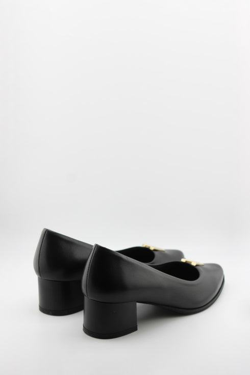 Ragazza Leather Block Heel Loafers with Embellishment